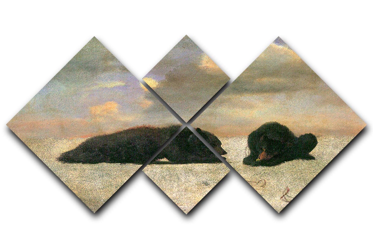 Grizzly Bears by Bierstadt 4 Square Multi Panel Canvas - Canvas Art Rocks - 1