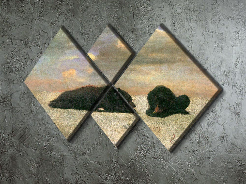Grizzly Bears by Bierstadt 4 Square Multi Panel Canvas - Canvas Art Rocks - 2