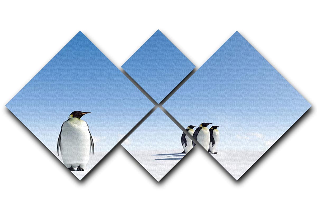 Group of Emperor Penguins in Antarctica 4 Square Multi Panel Canvas - Canvas Art Rocks - 1