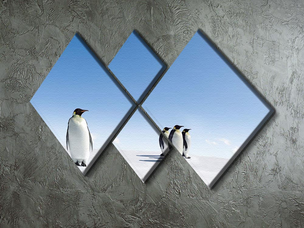 Group of Emperor Penguins in Antarctica 4 Square Multi Panel Canvas - Canvas Art Rocks - 2