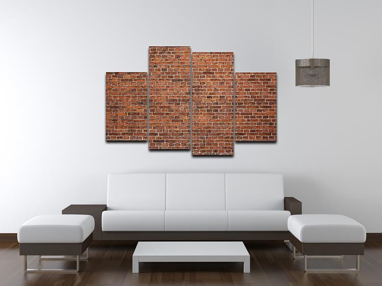Grunge red brick wall 4 Split Panel Canvas - Canvas Art Rocks - 3