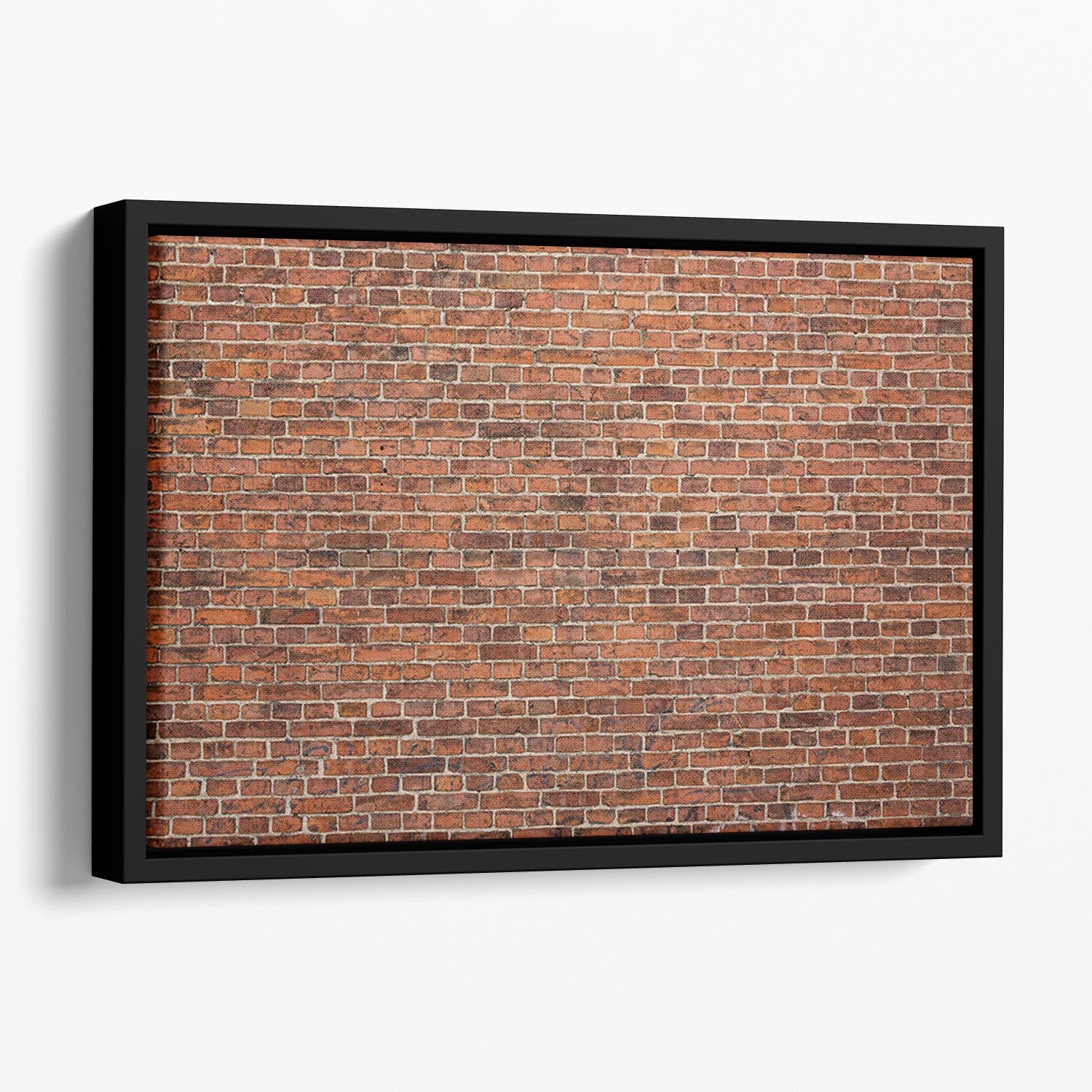 Grunge red brick wall Floating Framed Canvas - Canvas Art Rocks - 1