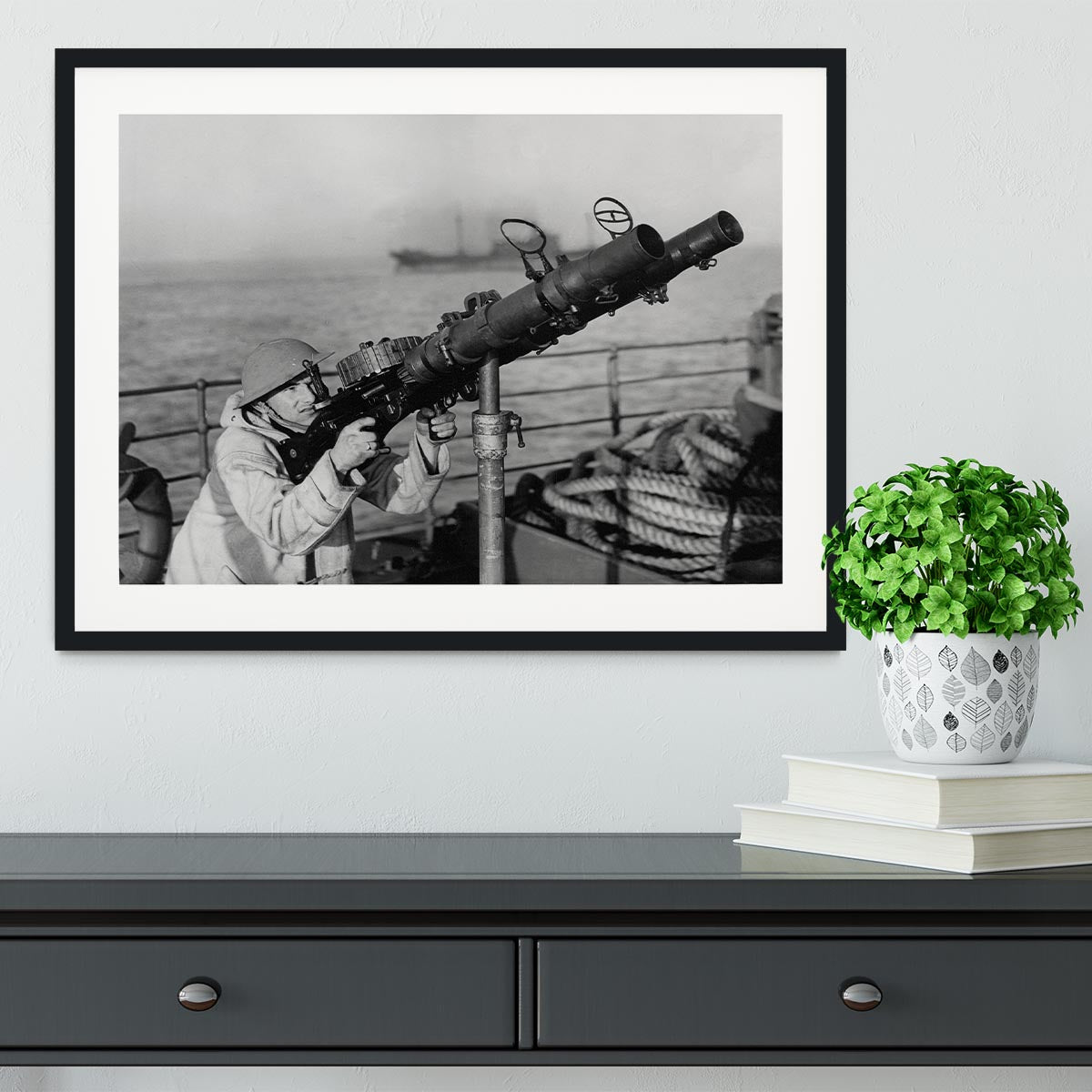Gunner on a merchant ship Framed Print - Canvas Art Rocks - 1