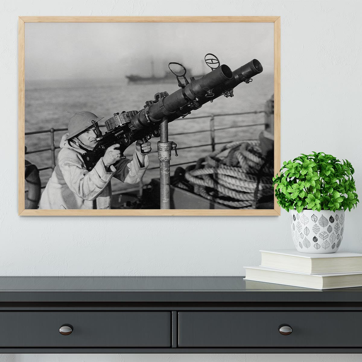 Gunner on a merchant ship Framed Print - Canvas Art Rocks - 4