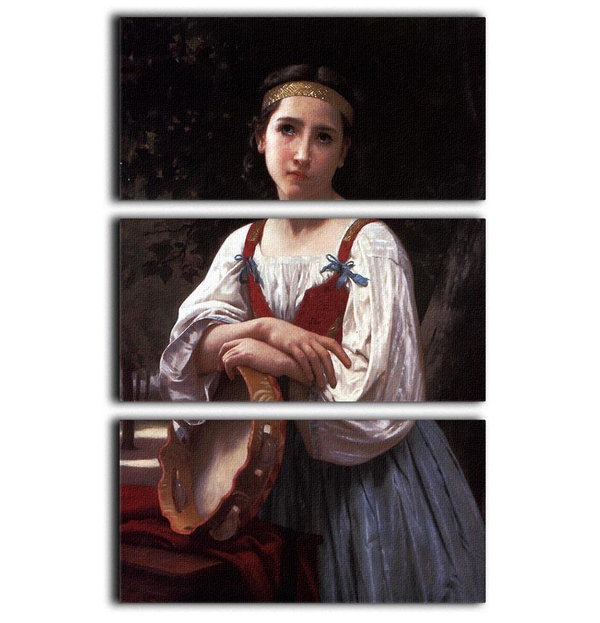 Gypsy Girl with a Basque Drum By Bouguereau 3 Split Panel Canvas Print - Canvas Art Rocks - 1