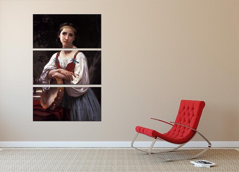 Gypsy Girl with a Basque Drum By Bouguereau 3 Split Panel Canvas Print - Canvas Art Rocks - 2