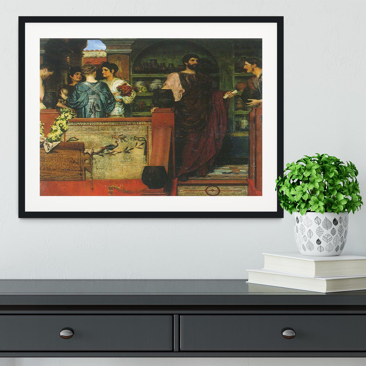 Hadrian visiting a Roman British pottery by Alma Tadema Framed Print - Canvas Art Rocks - 1