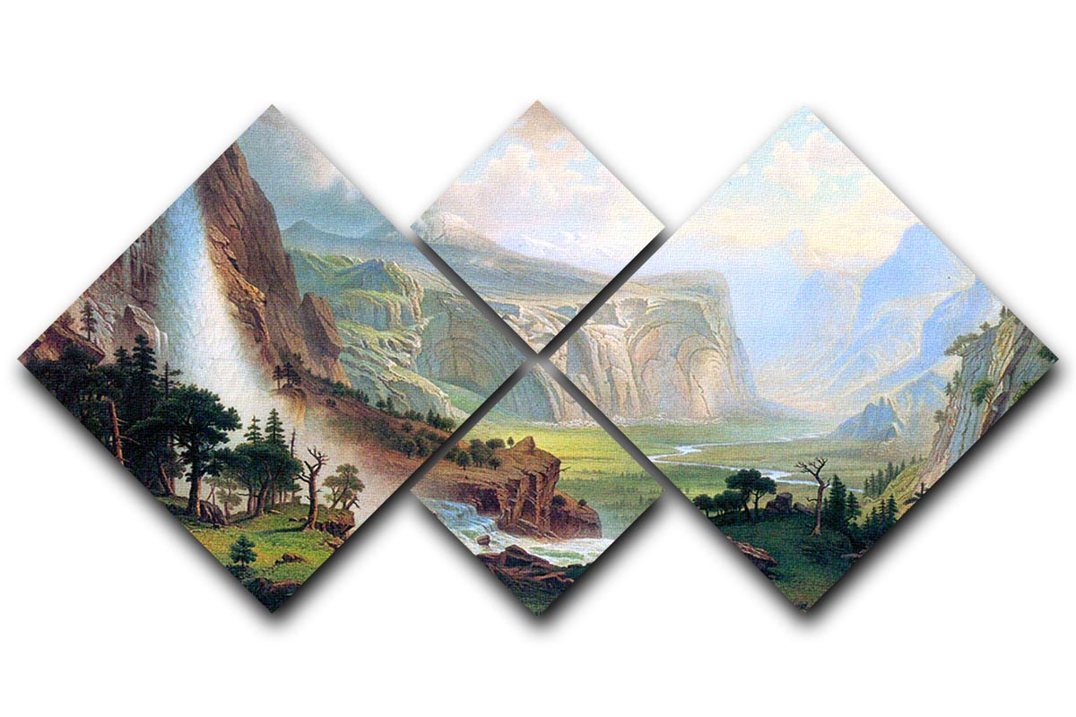 Half Dome in Yosemite by Bierstadt 4 Square Multi Panel Canvas - Canvas Art Rocks - 1
