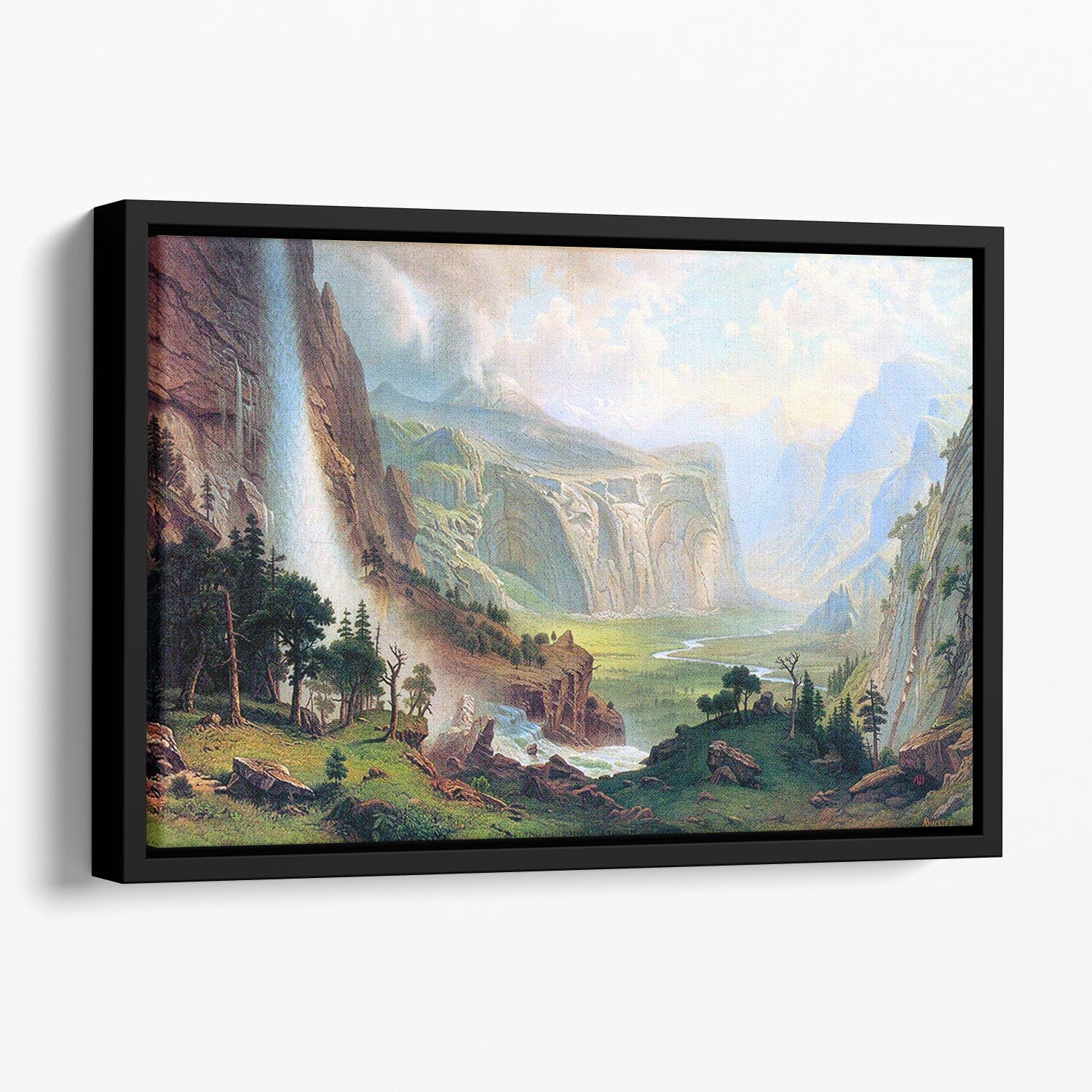 Half Dome in Yosemite by Bierstadt Floating Framed Canvas - Canvas Art Rocks - 1