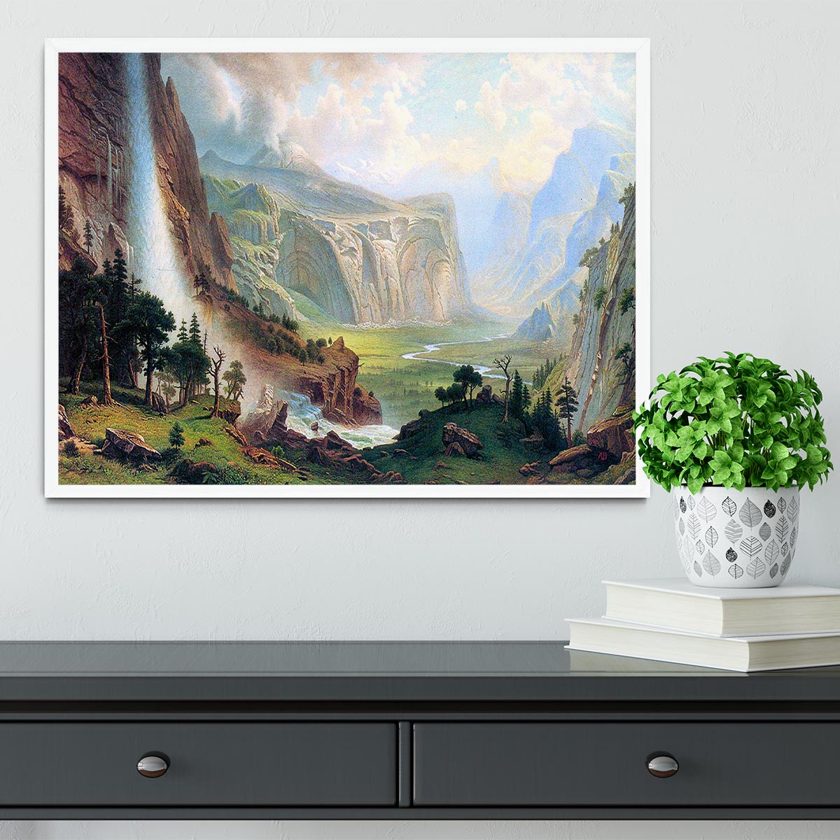 Half Dome in Yosemite by Bierstadt Framed Print - Canvas Art Rocks -6