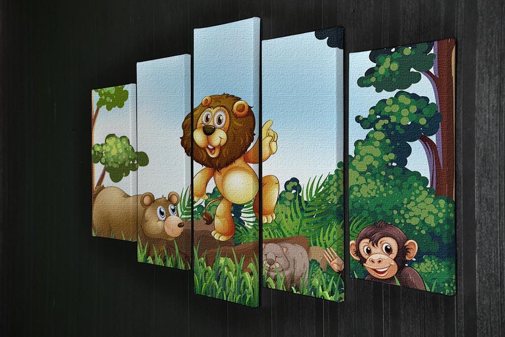 Happy animals living in the jungle 5 Split Panel Canvas - Canvas Art Rocks - 2