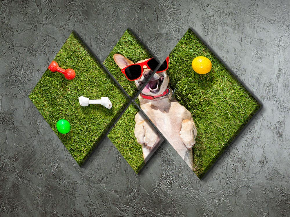 Happy chihuahua terrier dog in park 4 Square Multi Panel Canvas - Canvas Art Rocks - 2