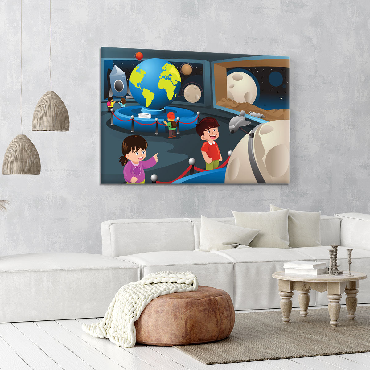 Happy kids on field trip to a planetarium Canvas Print or Poster - Canvas Art Rocks - 6
