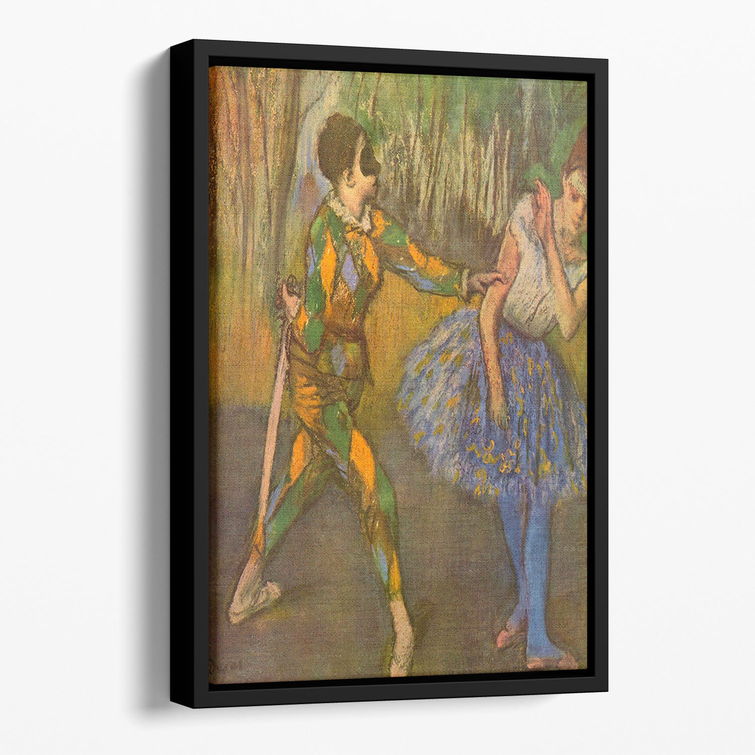 Harlequin and Columbine by Degas Floating Framed Canvas