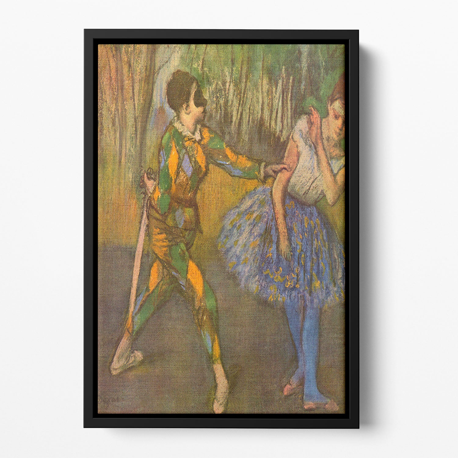 Harlequin and Columbine by Degas Floating Framed Canvas