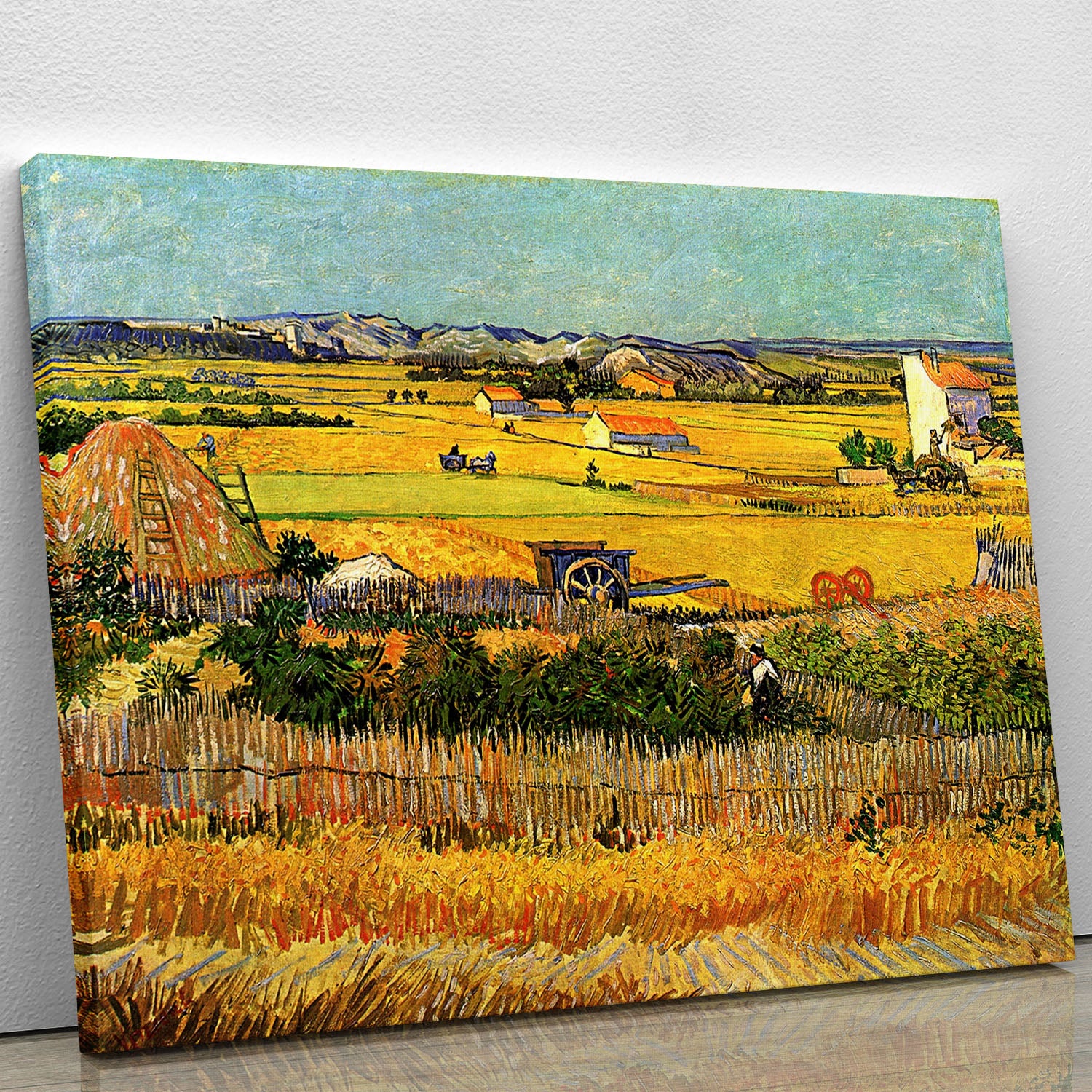 Harvest at La Crau with Montmajour in the Background by Van Gogh Canvas Print or Poster - Canvas Art Rocks - 1