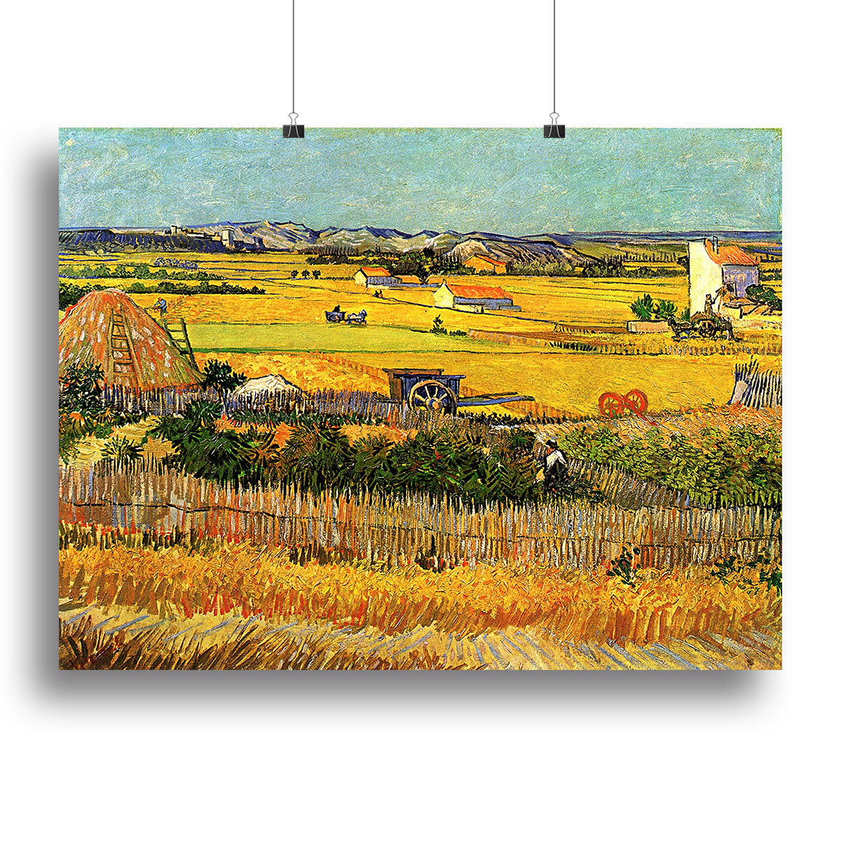 Harvest at La Crau with Montmajour in the Background by Van Gogh Canvas Print or Poster - Canvas Art Rocks - 2