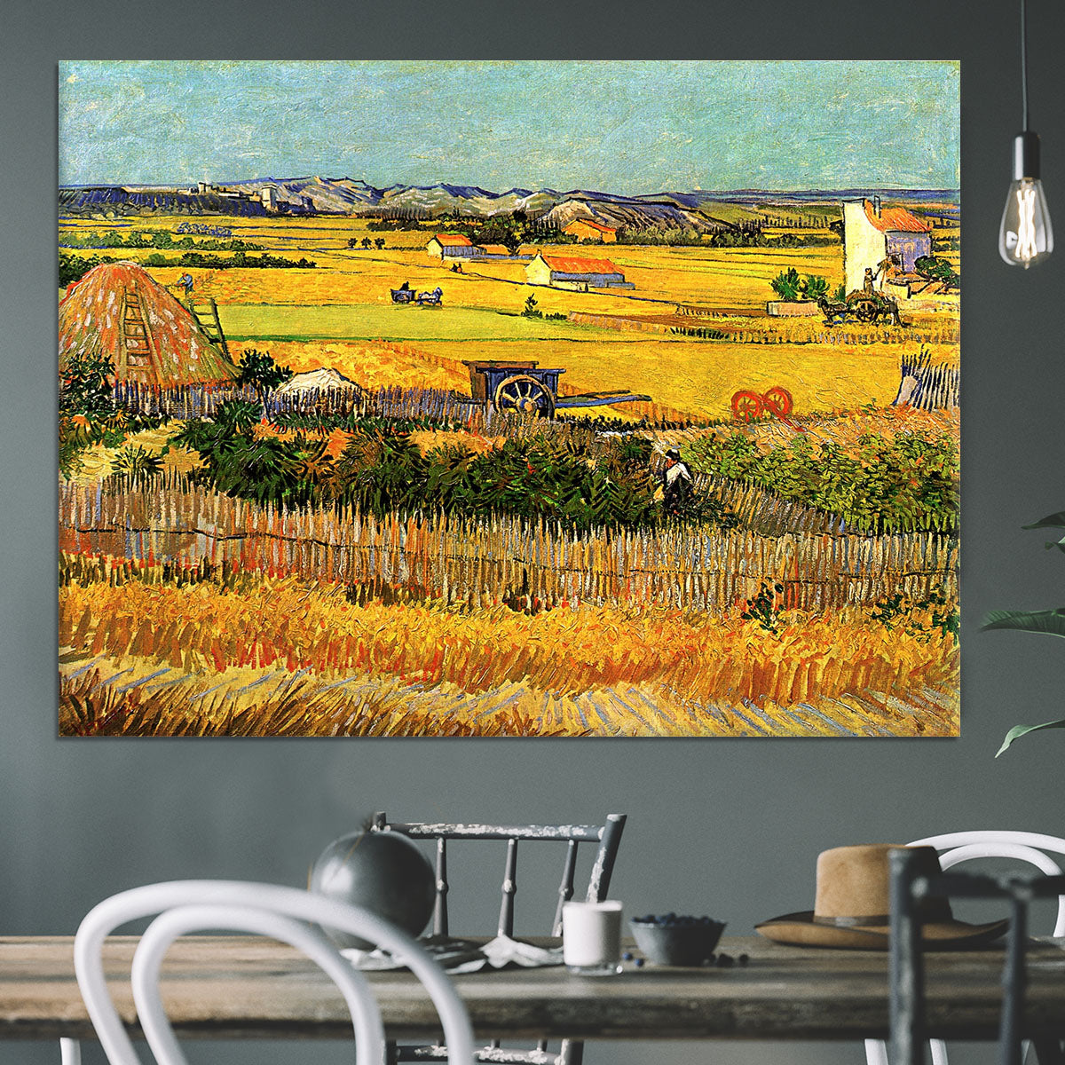 Harvest at La Crau with Montmajour in the Background by Van Gogh Canvas Print or Poster - Canvas Art Rocks - 3