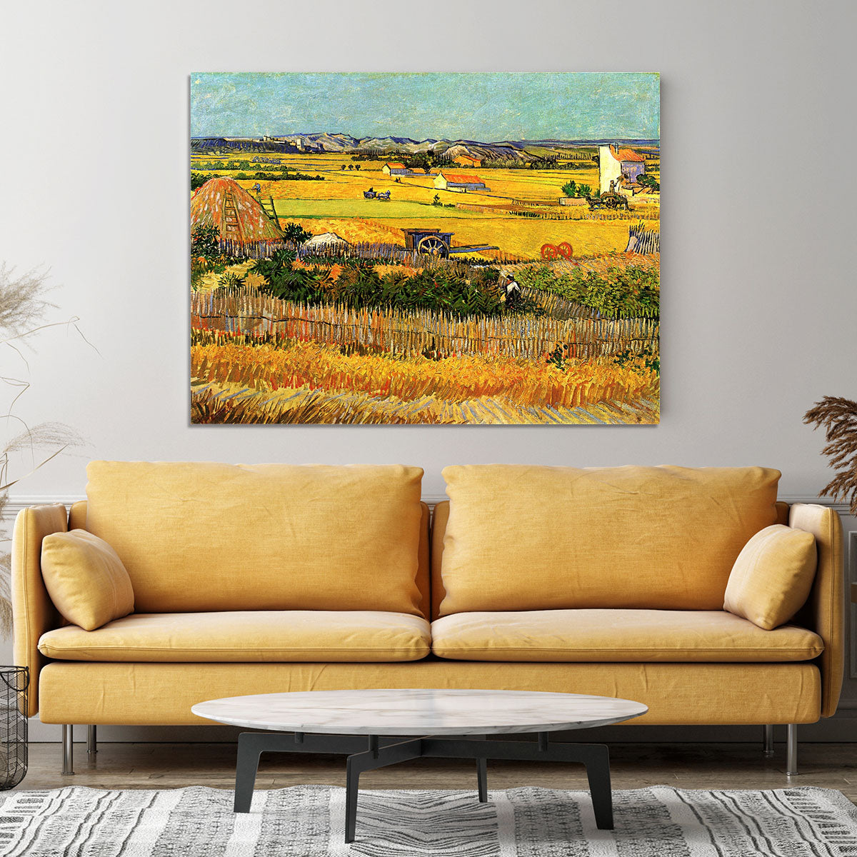 Harvest at La Crau with Montmajour in the Background by Van Gogh Canvas Print or Poster - Canvas Art Rocks - 4