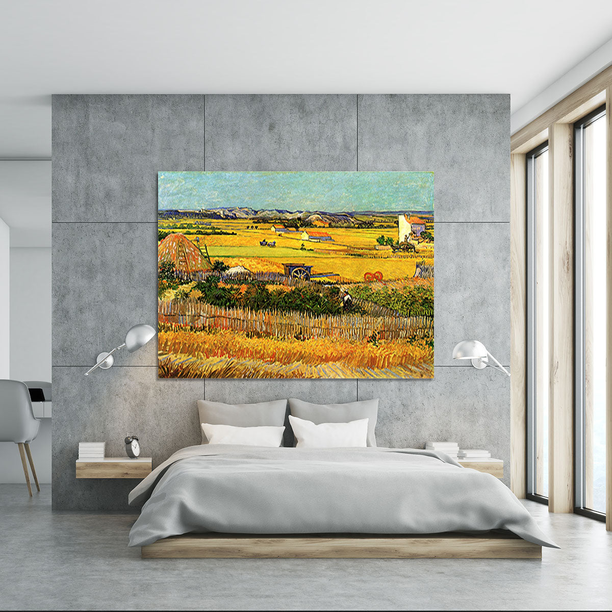 Harvest at La Crau with Montmajour in the Background by Van Gogh Canvas Print or Poster - Canvas Art Rocks - 5