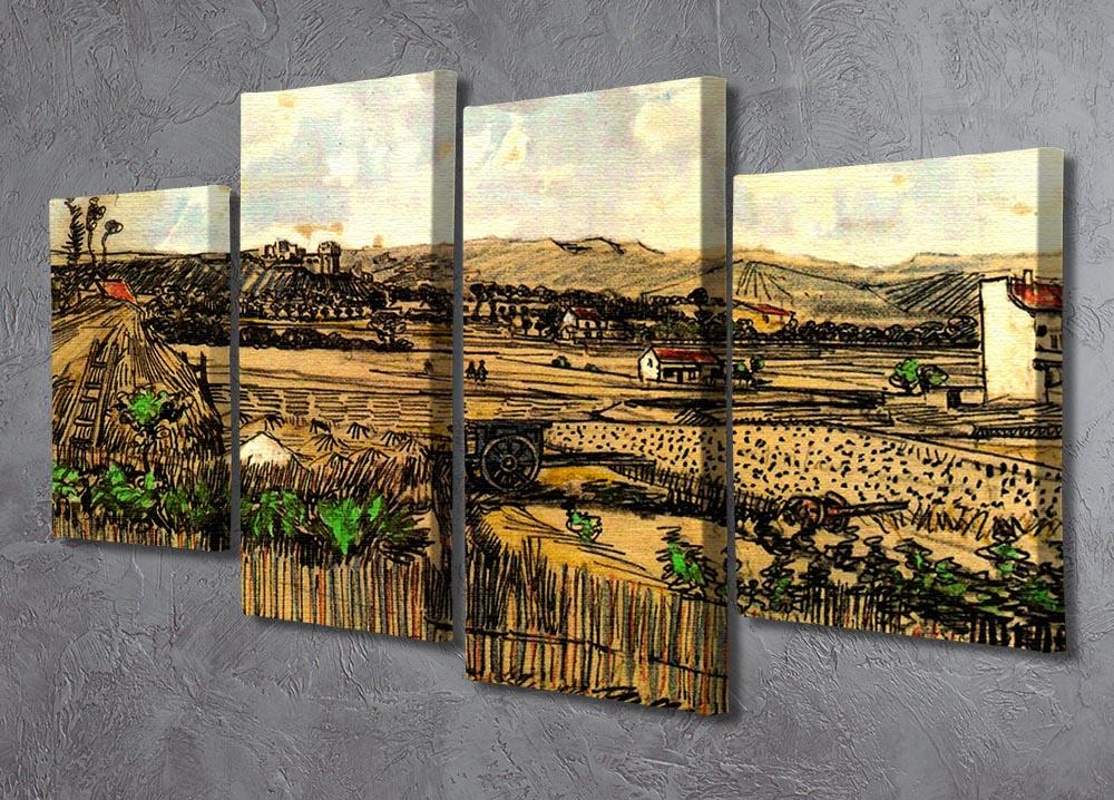 Harvest in Provence at the Left Montmajour by Van Gogh 4 Split Panel Canvas - Canvas Art Rocks - 2