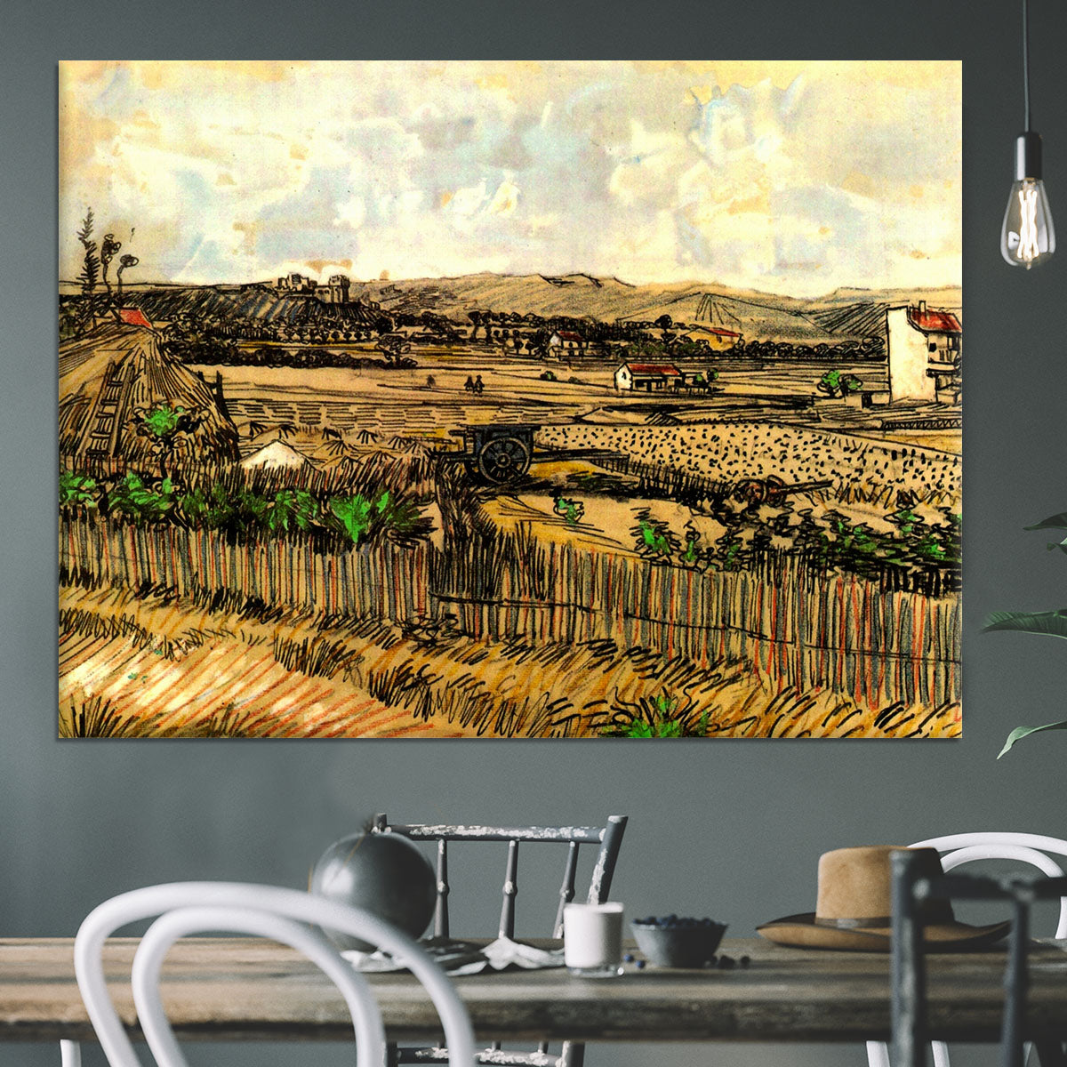 Harvest in Provence at the Left Montmajour by Van Gogh Canvas Print or Poster - Canvas Art Rocks - 3