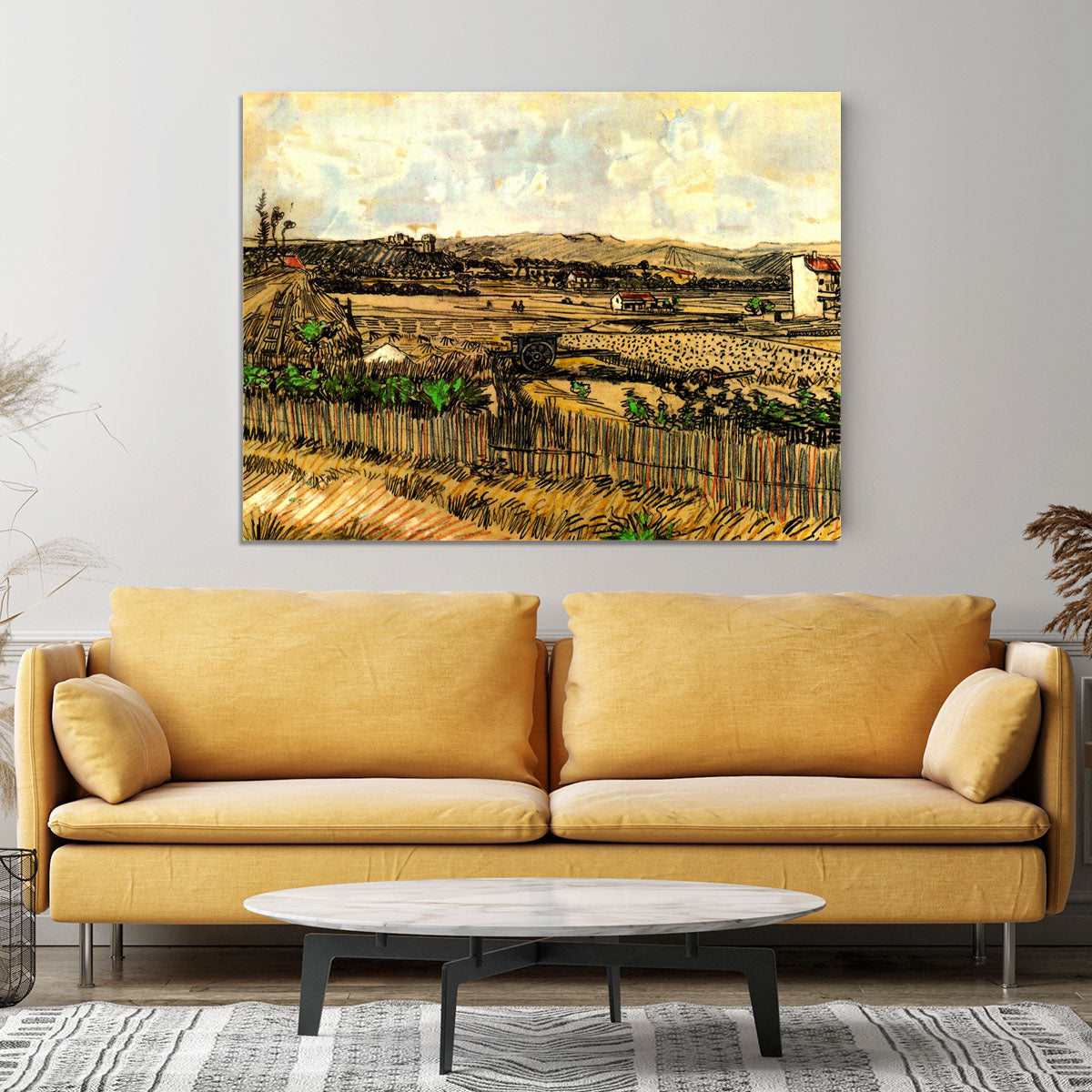 Harvest in Provence at the Left Montmajour by Van Gogh Canvas Print or Poster - Canvas Art Rocks - 4