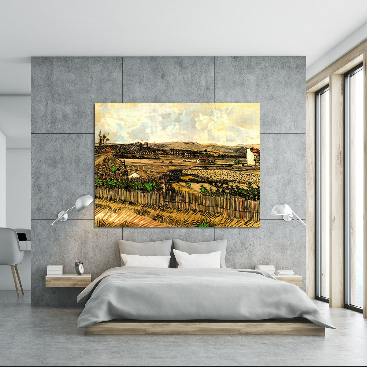 Harvest in Provence at the Left Montmajour by Van Gogh Canvas Print or Poster - Canvas Art Rocks - 5