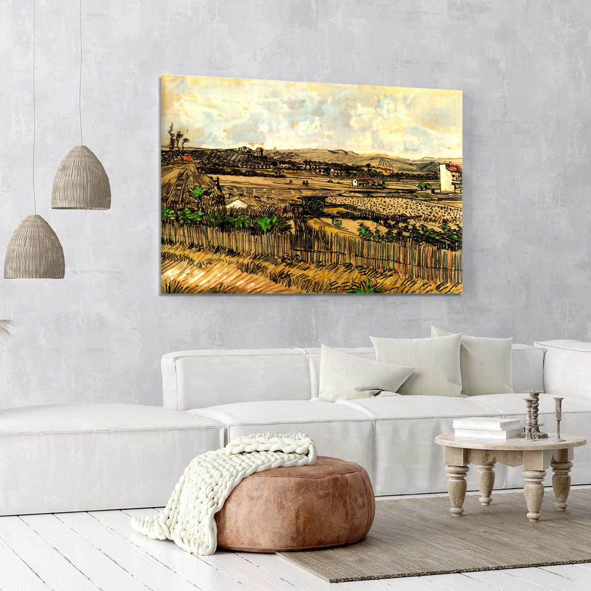Harvest in Provence at the Left Montmajour by Van Gogh Canvas Print or Poster - Canvas Art Rocks - 6