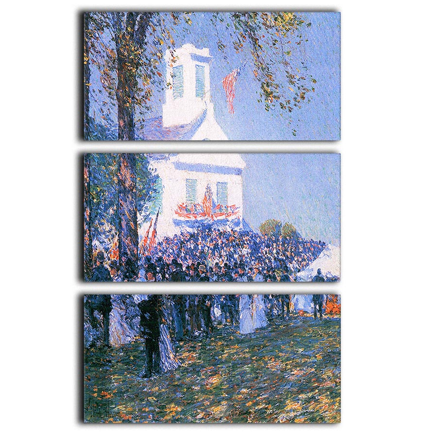 Harvest in a village in New England by Hassam 3 Split Panel Canvas Print - Canvas Art Rocks - 1