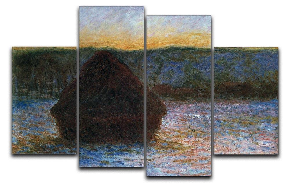 Haylofts thaw sunset by Monet 4 Split Panel Canvas  - Canvas Art Rocks - 1