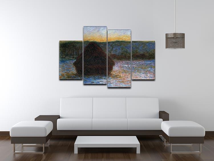 Haylofts thaw sunset by Monet 4 Split Panel Canvas - Canvas Art Rocks - 3