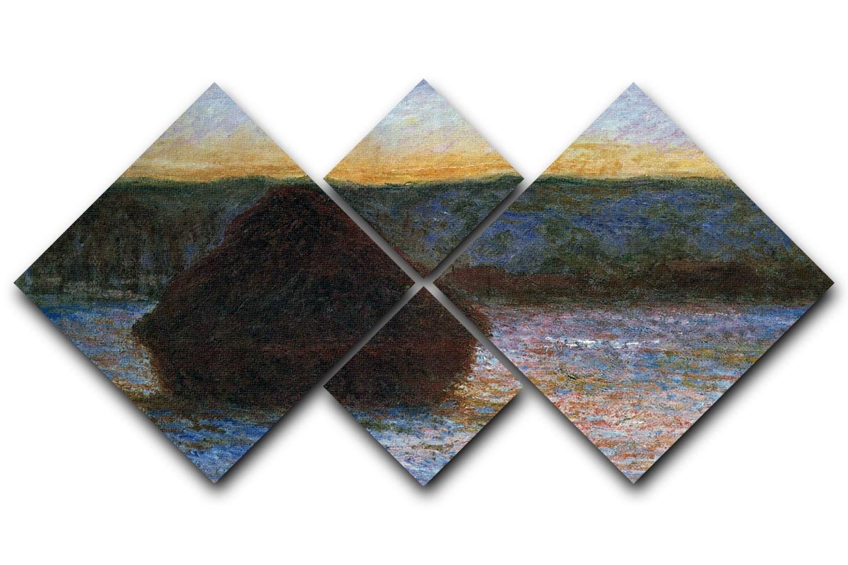 Haylofts thaw sunset by Monet 4 Square Multi Panel Canvas  - Canvas Art Rocks - 1