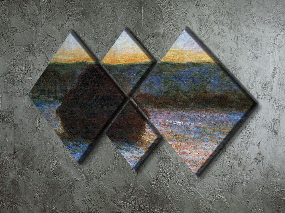 Haylofts thaw sunset by Monet 4 Square Multi Panel Canvas - Canvas Art Rocks - 2