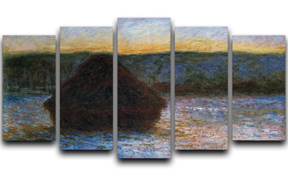 Haylofts thaw sunset by Monet 5 Split Panel Canvas  - Canvas Art Rocks - 1