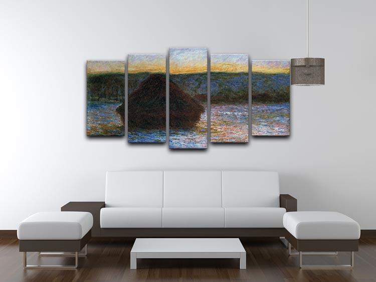Haylofts thaw sunset by Monet 5 Split Panel Canvas - Canvas Art Rocks - 3