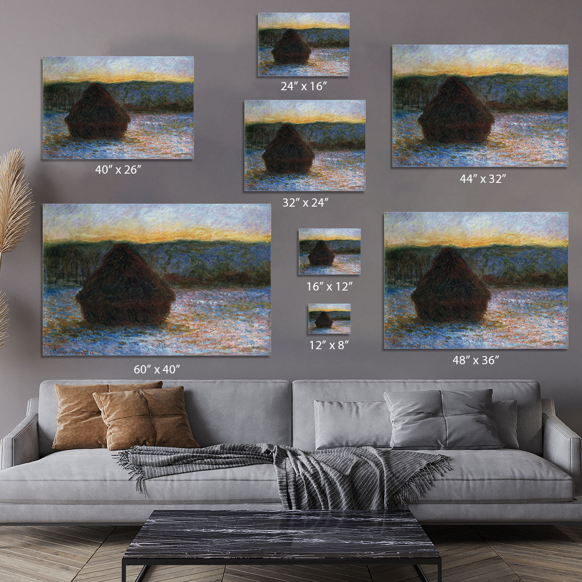 Haylofts thaw sunset by Monet Canvas Print or Poster - Canvas Art Rocks - 7