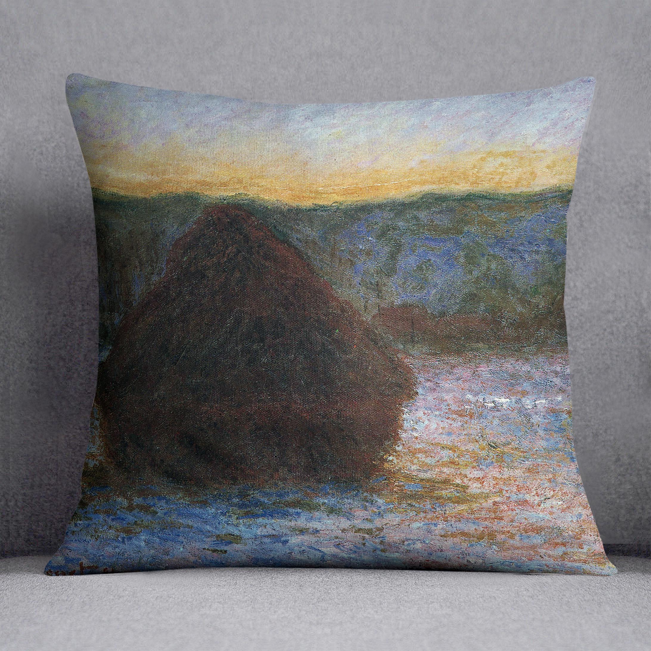 Haylofts thaw sunset by Monet Cushion