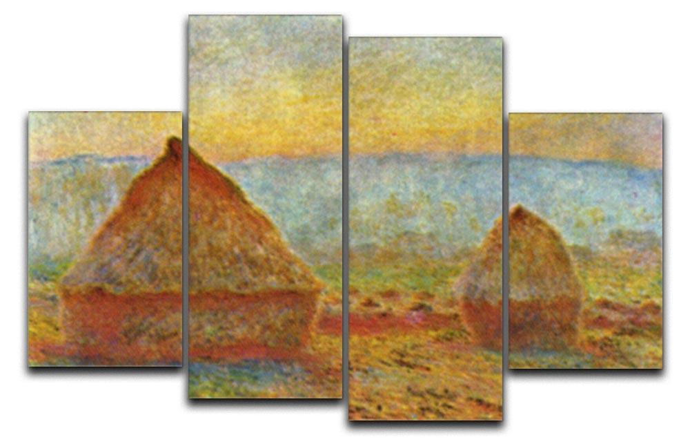 Haystack 1 by Monet 4 Split Panel Canvas  - Canvas Art Rocks - 1