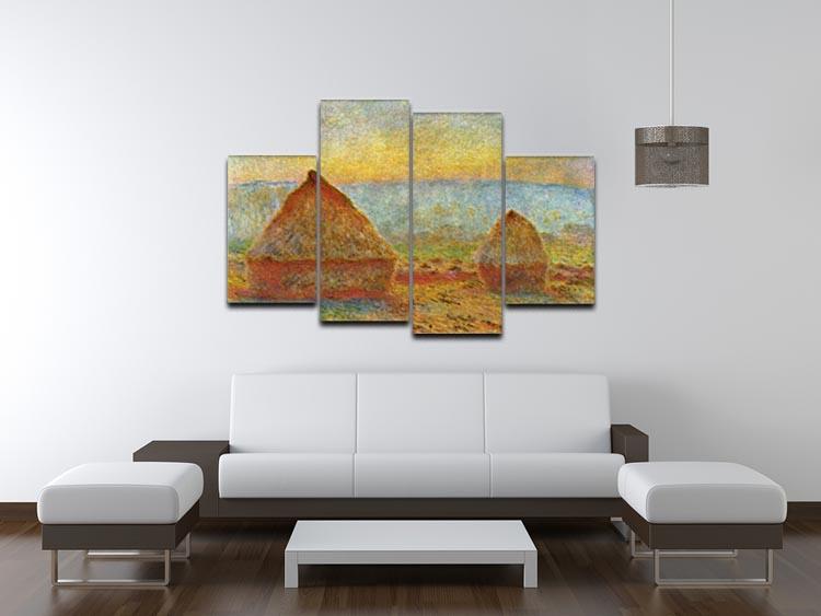 Haystack 1 by Monet 4 Split Panel Canvas - Canvas Art Rocks - 3