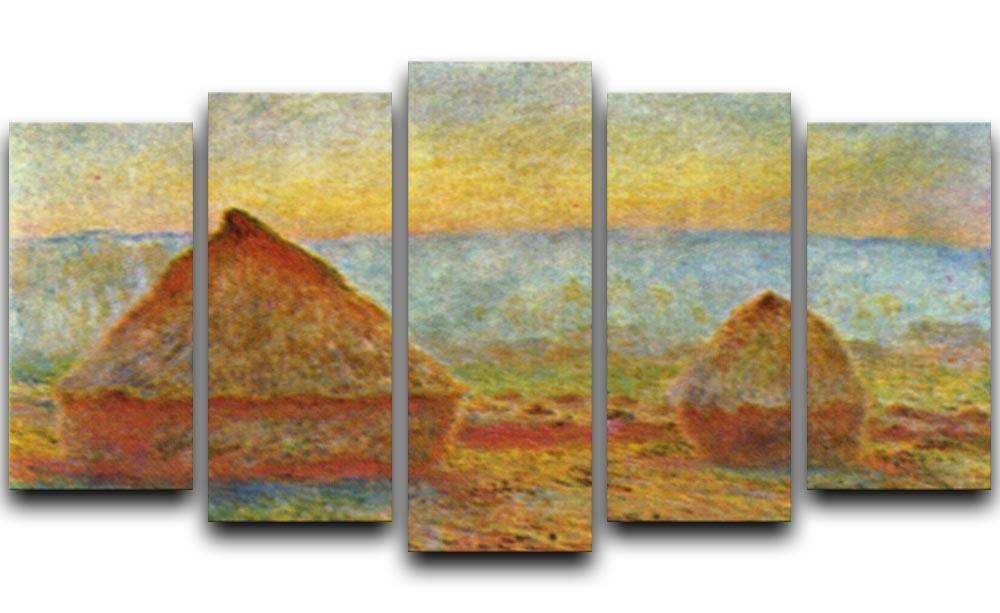 Haystack 1 by Monet 5 Split Panel Canvas  - Canvas Art Rocks - 1