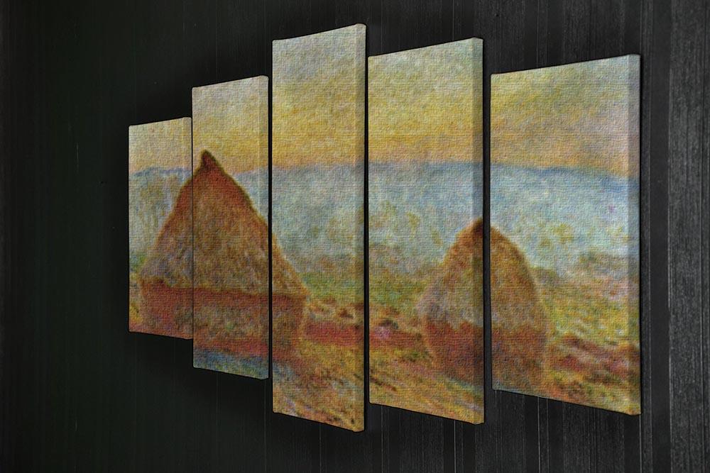 Haystack 1 by Monet 5 Split Panel Canvas - Canvas Art Rocks - 2