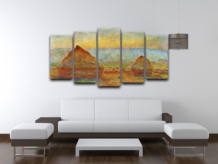 Haystack 1 by Monet 5 Split Panel Canvas - Canvas Art Rocks - 3