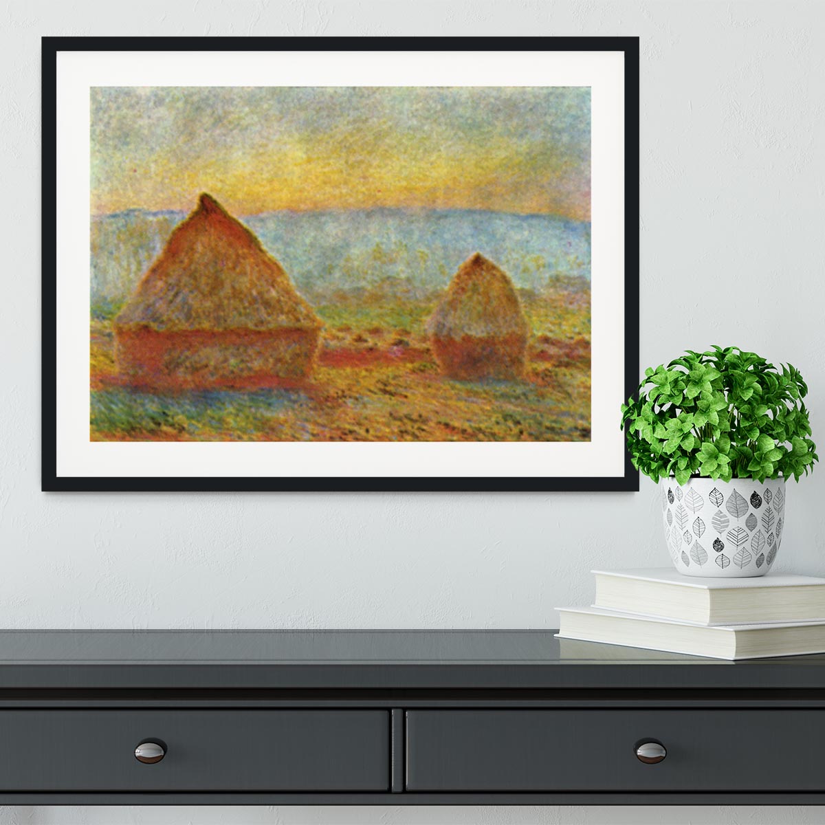 Haystack 1 by Monet Framed Print - Canvas Art Rocks - 1
