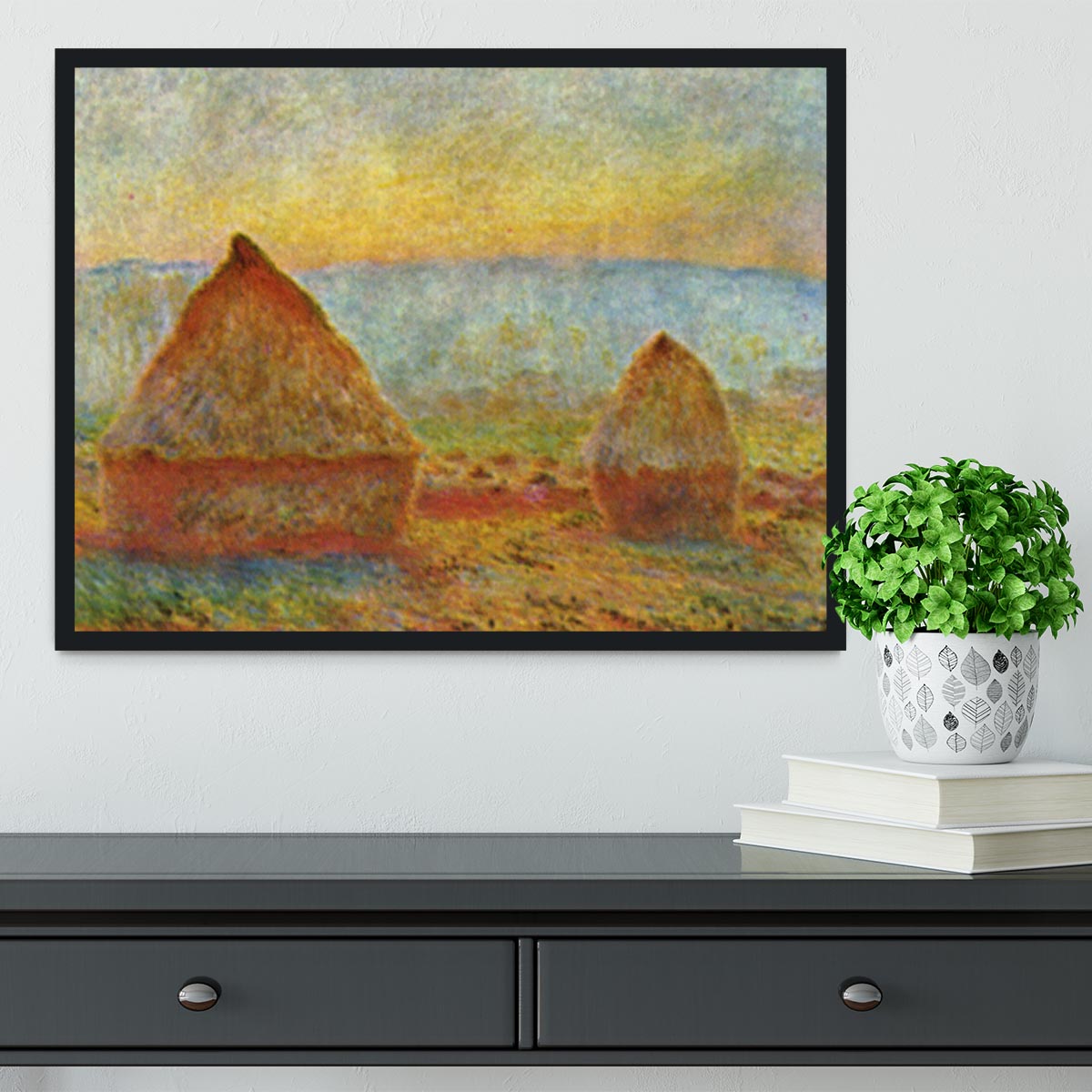 Haystack 1 by Monet Framed Print - Canvas Art Rocks - 2