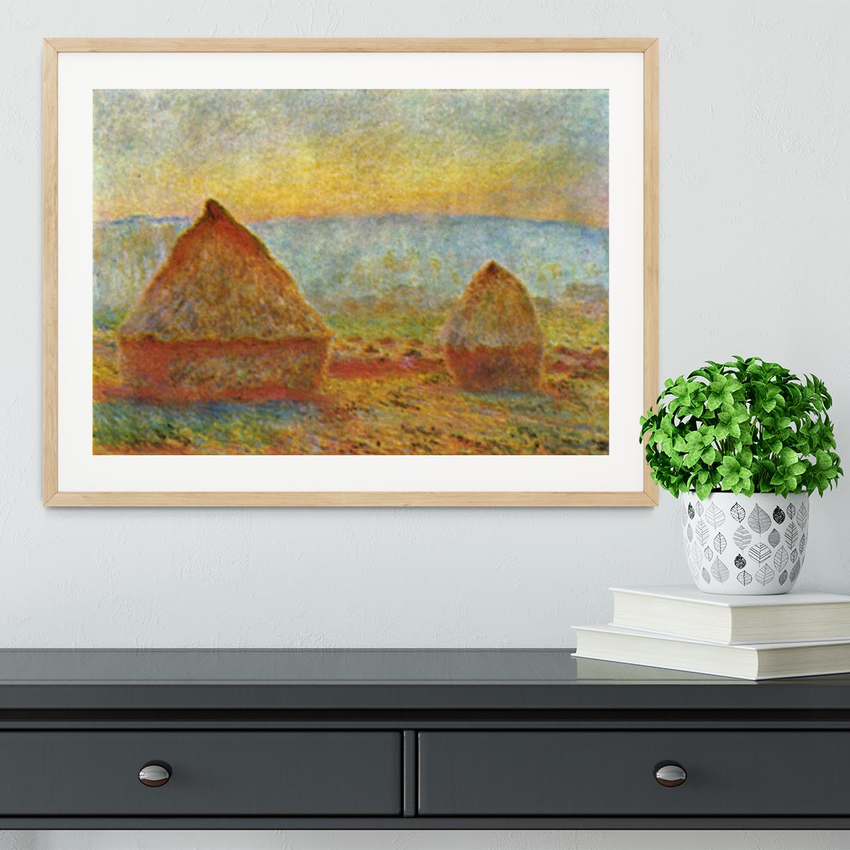 Haystack 1 by Monet Framed Print - Canvas Art Rocks - 3