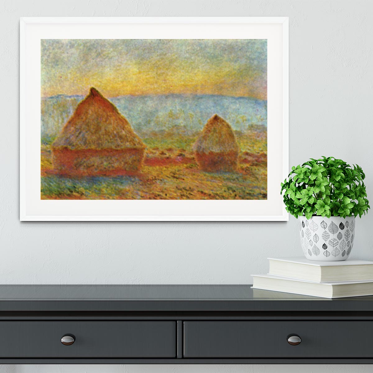 Haystack 1 by Monet Framed Print - Canvas Art Rocks - 5