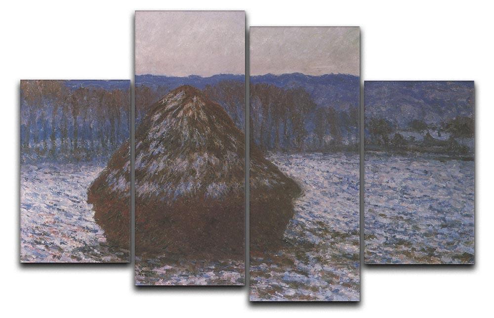 Haystacks 2 by Monet 4 Split Panel Canvas  - Canvas Art Rocks - 1
