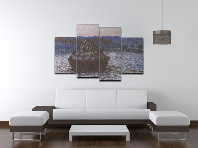 Haystacks 2 by Monet 4 Split Panel Canvas - Canvas Art Rocks - 3