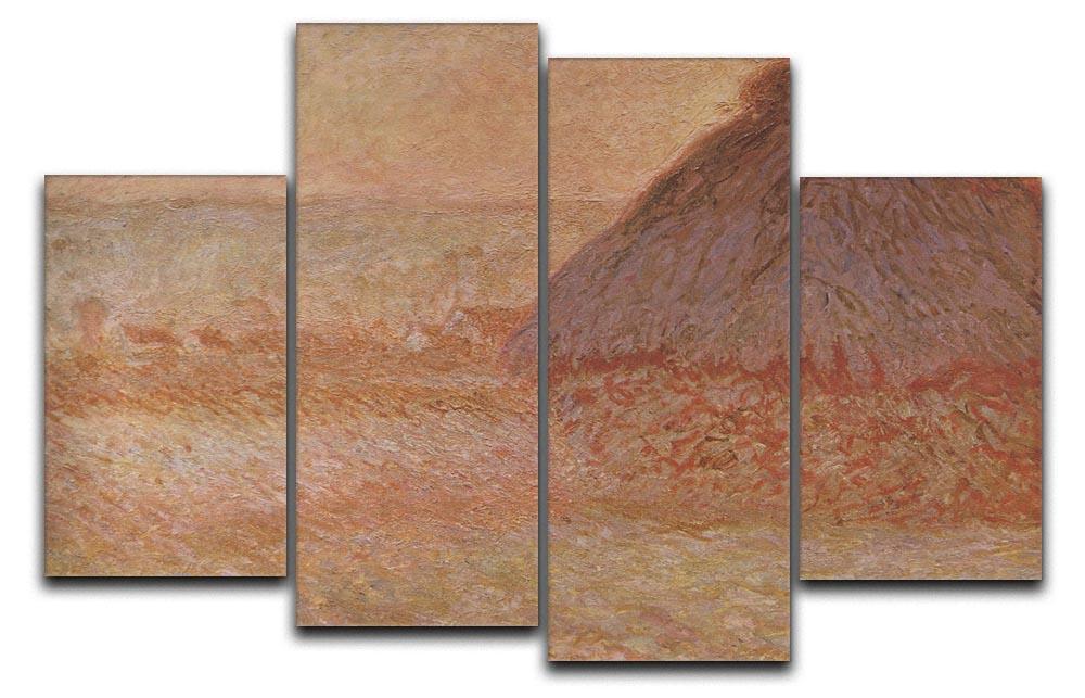 Haystacks at sunset by Monet 4 Split Panel Canvas  - Canvas Art Rocks - 1